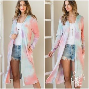 SAMPLE | Soft Pastel Tie Dye Cardigan w/ Pockets